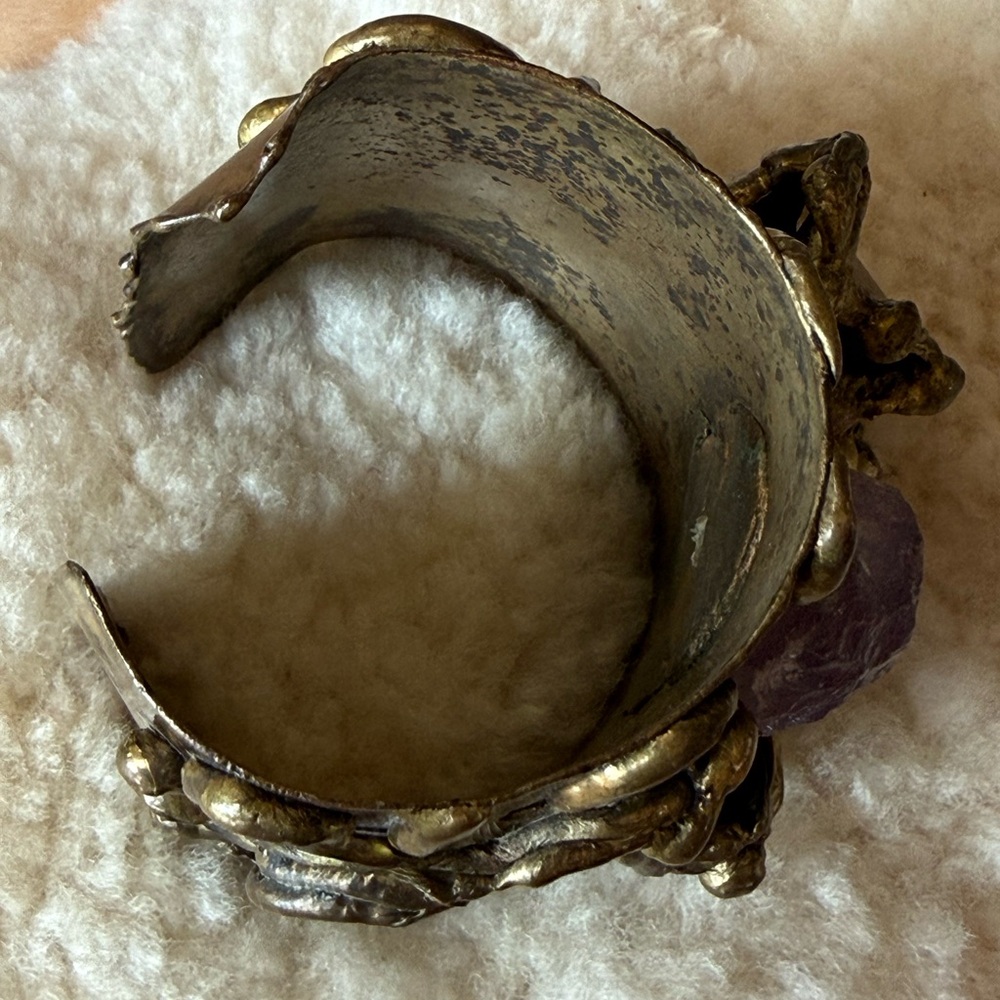 Brutalist, vintage, signed Carvalhu Rio, very heavy, unique, amethyst bracelet - Picture 11 of 15